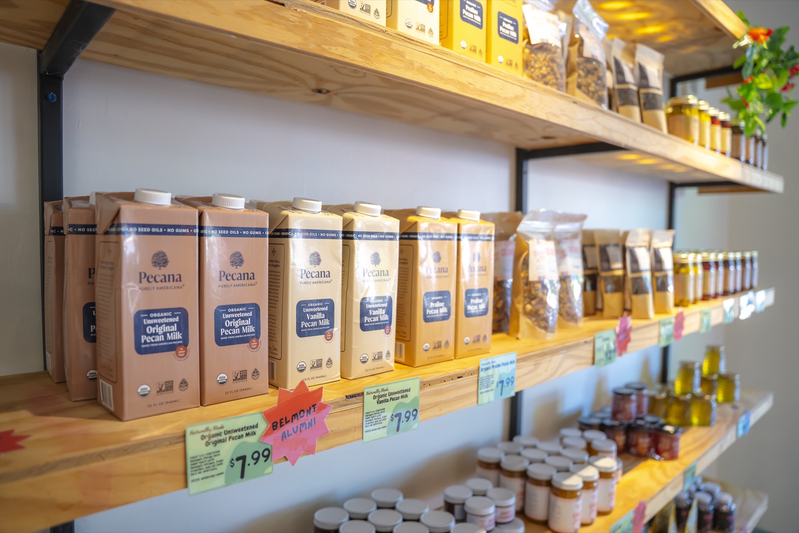Shelves of local and alumni-made products at Bruin Bodega